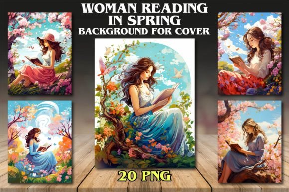 Download Woman Reading in Spring Backgrounds - Background Collection