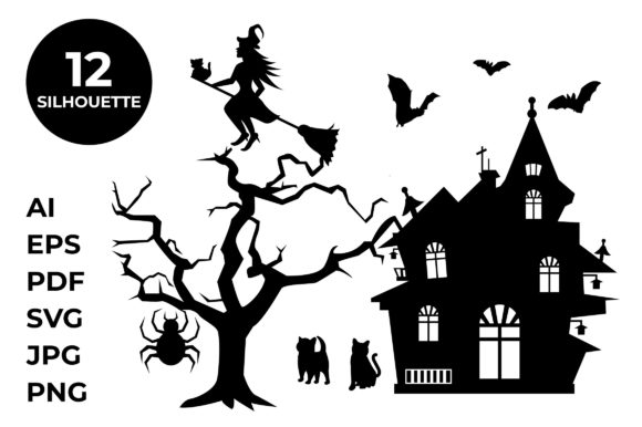 Download Halloween Silhouettes Vector SVG File - Silhouette Collection