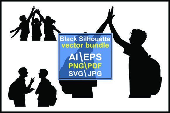 Download Silhouettes Children Teens Celebrating - Silhouette Collection